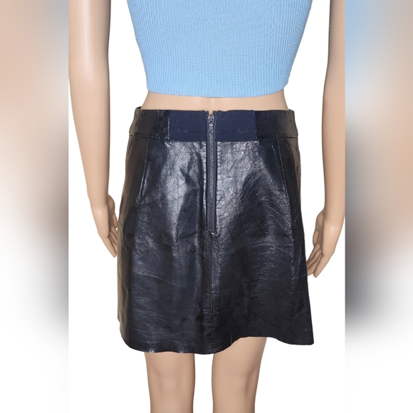 Alice and olivia women's black geniune leather skirt 4 - Picture 3 of 7